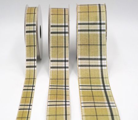 Elegant Matcha Green & Black Plaid Ribbon_AI